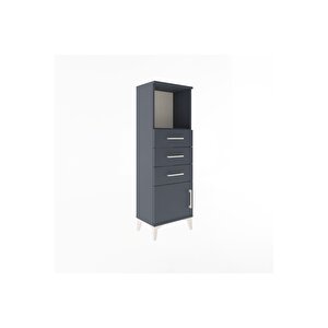 Arges Dolap Tek Raflı 3 Çekmeceli Tek Kapaklı 44x30x134 Antrasit-antrasit