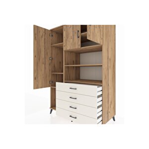 Kronos Dolap 7 Raflı 4 Çekmeceli 3 Kapaklı 132x59x195 Çam-çam/aytaşı