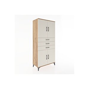 Hyperion Dolap 3 Raflı 3 Çekmeceli 4 Kapaklı 88x44x195 Çam-aytaşı