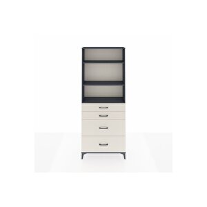 Arges Dolap 3 Raflı 4 Çekmeceli 88x30x221 Antrasit-aytaşı