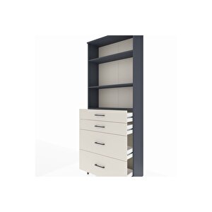 Arges Dolap 3 Raflı 4 Çekmeceli 88x30x221 Antrasit-aytaşı