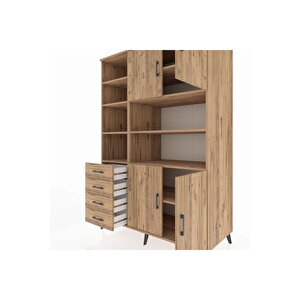 Kronos Dolap 9 Raflı 4 Çekmeceli 4 Kapaklı 132x59x195 Çam-çam/çam