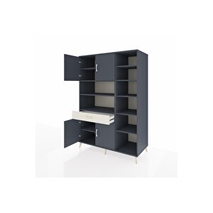 Kronos Dolap 10 Raflı Tek Çekmeceli 4 Kapaklı 132x59x195 Antrasit-antrasit/aytaşı