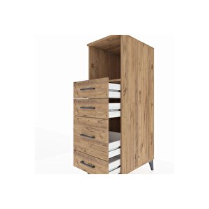 Kronos Dolap Tek Raflı 4 Çekmeceli 44x59x134 Çam-çam