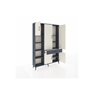 Arges Dolap 8 Raflı Tek Çekmeceli 5 Kapaklı 132x30x195 Antrasit-aytaşı/antrasit