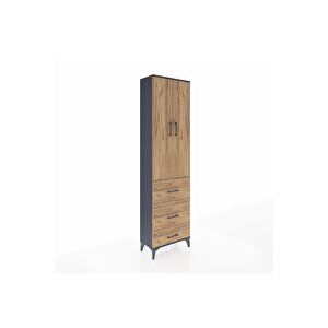 Arges Dolap 3 Raflı 3 Çekmeceli 2 Kapaklı 60x30x221 Antrasit-çam