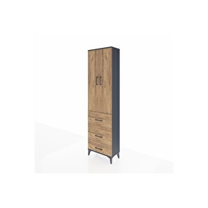 Arges Dolap 3 Raflı 3 Çekmeceli 2 Kapaklı 60x30x221 Antrasit-çam