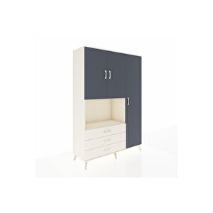 Hyperion Dolap 7 Raflı 3 Çekmeceli 3 Kapaklı 132x44x195 Aytaşı-antrasit/aytaşı