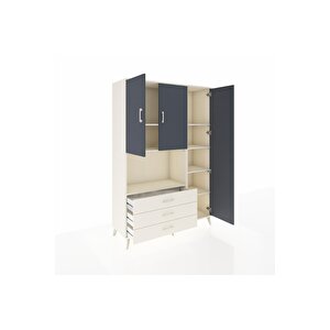 Hyperion Dolap 7 Raflı 3 Çekmeceli 3 Kapaklı 132x44x195 Aytaşı-antrasit/aytaşı