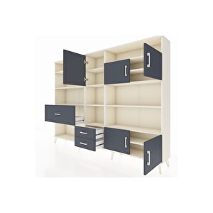 Arges Dolap 13 Raflı 3 Çekmeceli 5 Kapaklı 220x30x163 Aytaşı-antrasit