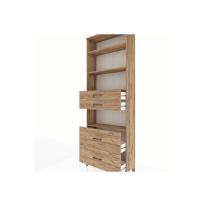 Arges Dolap 4 Raflı 4 Çekmeceli 88x30x243 Çam-çam