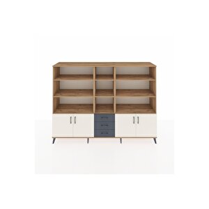 Hyperion Dolap 11 Raflı 3 Çekmeceli 4 Kapaklı 220x44x163 Çam-aytaşı/antrasit