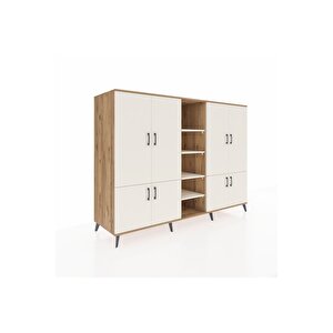 Kronos Dolap 14 Raflı 8 Kapaklı 220x59x163 Çam-aytaşı