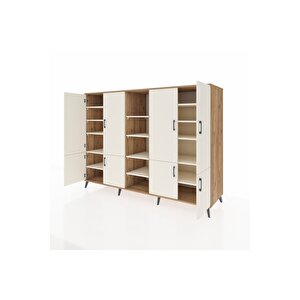 Kronos Dolap 14 Raflı 8 Kapaklı 220x59x163 Çam-aytaşı