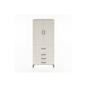 Hyperion Dolap Tek Raflı 4 Çekmeceli Tek Askılı 88x44x195 Aytaşı-aytaşı