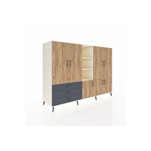 Kronos Dolap 11 Raflı 3 Çekmeceli 7 Kapaklı 220x59x163 Aytaşı-çam/antrasit