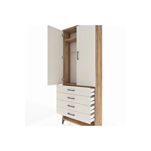 Arges Dolap 2 Raflı 4 Çekmeceli Tek Askılı 88x30x221 Çam-aytaşı