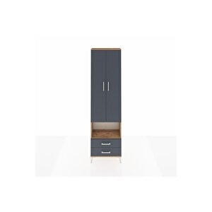 Arges Dolap 3 Raflı 2 Çekmeceli Tek Askılı 60x30x221 Çam-antrasit