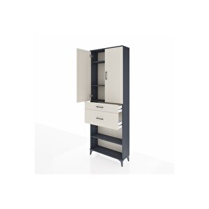 Arges Dolap 4 Raflı 2 Çekmeceli 2 Kapaklı 88x30x243 Antrasit-aytaşı