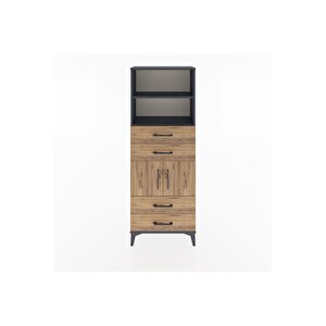 Arges Dolap 3 Raflı 4 Çekmeceli 2 Kapaklı 60x30x163 Antrasit-çam