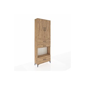 Arges Dolap 4 Raflı 3 Çekmeceli 2 Kapaklı 88x30x243 Çam-çam