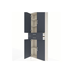 Arges Dolap 4 Raflı 2 Çekmeceli 4 Kapaklı 88x30x243 Aytaşı-antrasit
