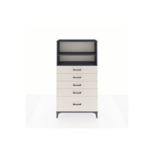 Arges Dolap 2 Raflı 5 Çekmeceli 88x30x163 Antrasit-aytaşı