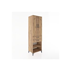 Hyperion Dolap 4 Raflı 2 Çekmeceli 2 Kapaklı 60x44x195 Çam-çam