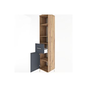 Hyperion Dolap 4 Raflı Tek Çekmeceli Tek Kapaklı 44x44x221 Çam-antrasit