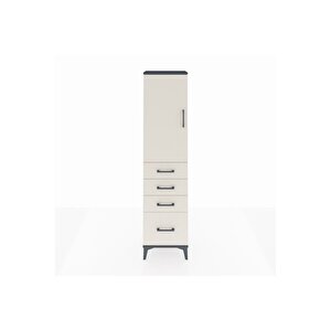 Arges Dolap 2 Raflı 4 Çekmeceli Tek Kapaklı 44x30x182 Antrasit-aytaşı