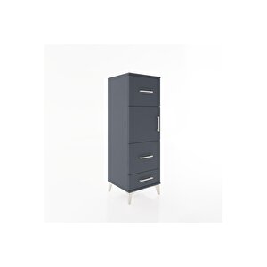 Hyperion Dolap Tek Raflı 3 Çekmeceli Tek Kapaklı 44x44x134 Antrasit-antrasit