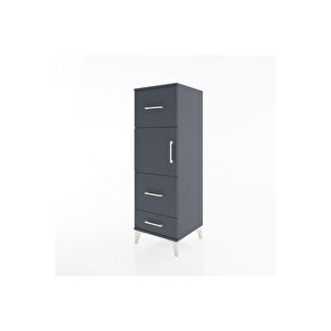 Hyperion Dolap Tek Raflı 3 Çekmeceli Tek Kapaklı 44x44x134 Antrasit-antrasit