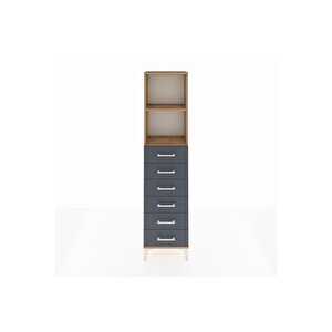 Arges Dolap 2 Raflı 6 Çekmeceli 44x30x182 Çam-antrasit