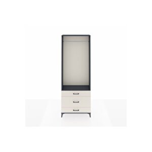 Arges Dolap Tek Raflı 3 Çekmeceli Tek Askılı 88x30x243 Antrasit-aytaşı