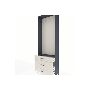 Arges Dolap Tek Raflı 3 Çekmeceli Tek Askılı 88x30x243 Antrasit-aytaşı