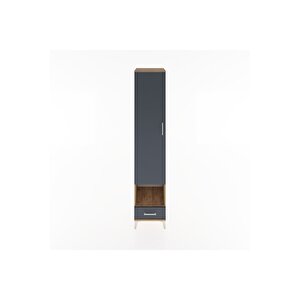 Hyperion Dolap 4 Raflı Tek Çekmeceli Tek Askılı 44x44x221 Çam-antrasit