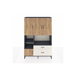 Hyperion Dolap 7 Raflı 2 Çekmeceli 5 Kapaklı 132x44x195 Antrasit-çam/aytaşı
