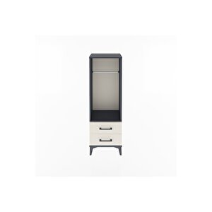 Arges Dolap Tek Raflı 2 Çekmeceli Tek Askılı 44x30x134 Antrasit-aytaşı
