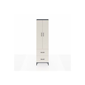 Arges Dolap 4 Raflı 2 Çekmeceli 2 Kapaklı 60x30x221 Antrasit-aytaşı