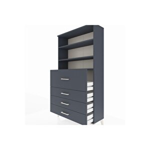 Arges Dolap 3 Raflı 4 Çekmeceli 88x30x163 Antrasit-antrasit