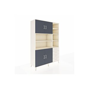 Hyperion Dolap 9 Raflı 4 Çekmeceli 4 Kapaklı 132x44x195 Aytaşı-antrasit/aytaşı