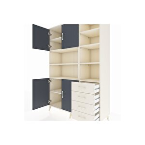 Hyperion Dolap 9 Raflı 4 Çekmeceli 4 Kapaklı 132x44x195 Aytaşı-antrasit/aytaşı