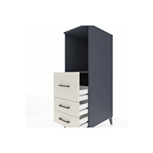 Kronos Dolap Tek Raflı 3 Çekmeceli 44x59x134 Antrasit-aytaşı