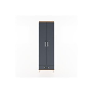 Hyperion Dolap 3 Raflı Tek Çekmeceli Tek Askılı 60x44x195 Çam-antrasit