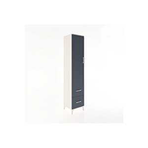 Hyperion Dolap 4 Raflı 2 Çekmeceli Tek Kapaklı 44x44x221 Aytaşı-antrasit