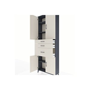 Arges Dolap 4 Raflı 3 Çekmeceli 4 Kapaklı 88x30x243 Antrasit-aytaşı