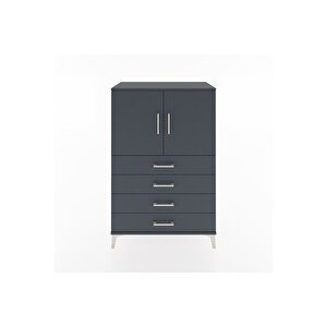 Hyperion Dolap 2 Raflı 4 Çekmeceli 2 Kapaklı 88x44x134 Antrasit-antrasit