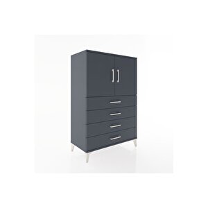Hyperion Dolap 2 Raflı 4 Çekmeceli 2 Kapaklı 88x44x134 Antrasit-antrasit