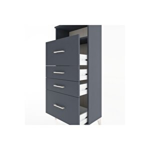 Hyperion Dolap Tek Raflı 4 Çekmeceli 60x44x134 Antrasit-antrasit