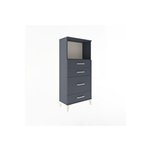 Arges Dolap Tek Raflı 4 Çekmeceli 60x30x134 Antrasit-antrasit